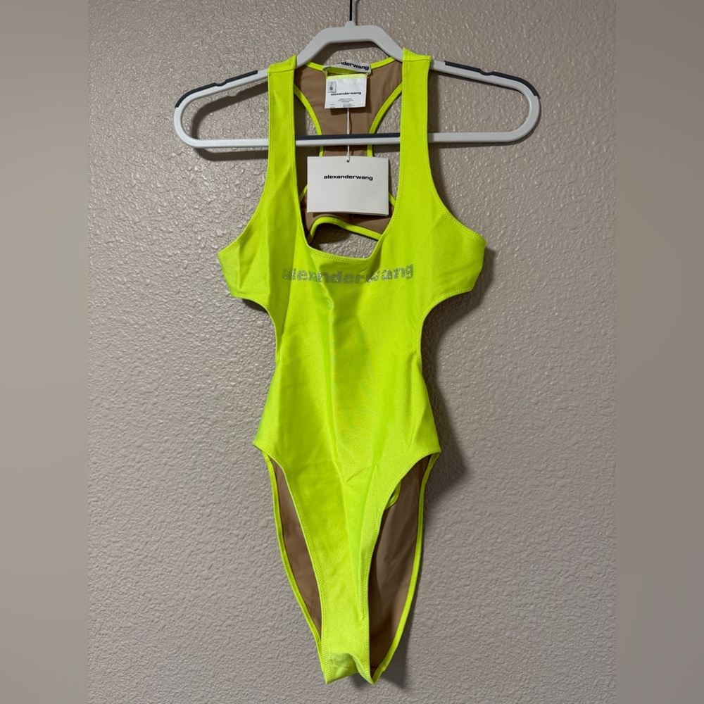 NWT Alexander Wang Yellow Cutout One-Piece Swimsuit Sexy Summer Vacation Beach S - Picture 7 of 12